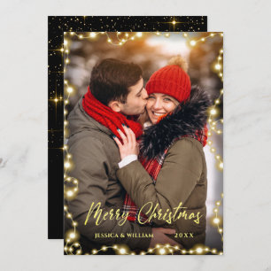 Cartes Pour Fêtes Annuelles Joyeux Noël Golden Sparkle PHOTO Salutation