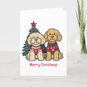 Cartes Pour Fêtes Annuelles Joyeux Noël Goldendoodle Chiens