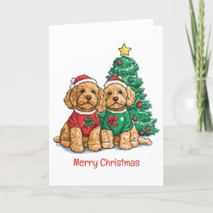 Cartes Pour Fêtes Annuelles Joyeux Noël Goldendoodle Chiens