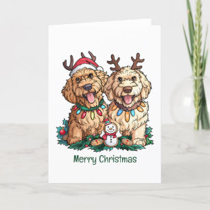 Cartes Pour Fêtes Annuelles Joyeux Noël Goldendoodle Chiens