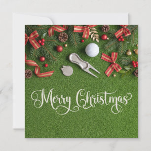 Cartes Pour Fêtes Annuelles Joyeux Noël Golf sur Green de Putting Vacances