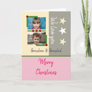 Cartes Pour Fêtes Annuelles Joyeux Noël grand-mère photos gris rose