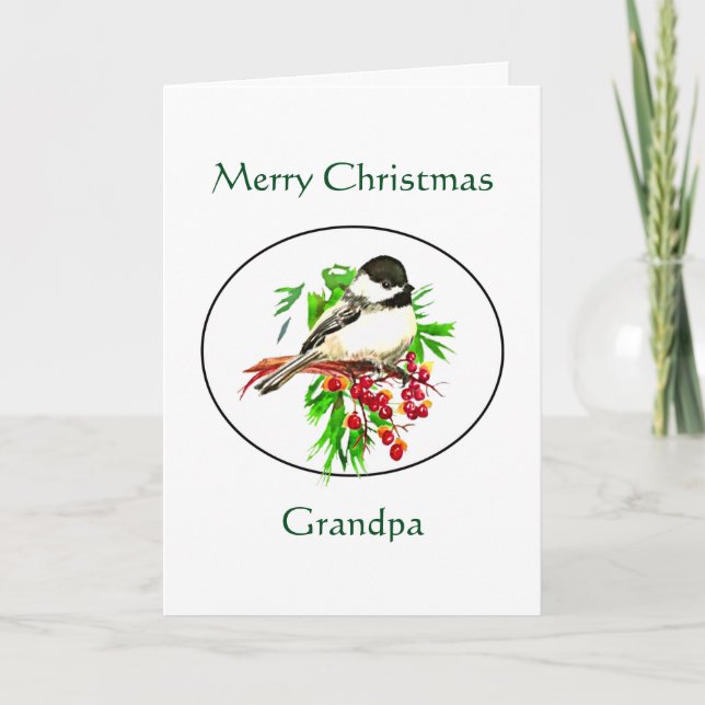 Cartes Pour Fêtes Annuelles Joyeux Noël Grand-père Bécasseau Nature (Devant)