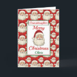 Cartes Pour Fêtes Annuelles Joyeux Noël Grandgirl Père Noël<br><div class="desc">Une belle carte de Noël pour petite-fille. Le motif design présente un visage souriant de santa claus et un arrière - plan rouge. Tout le texte peut être modifié au besoin pour customiser - changer fille,  nièce ou soeur,  puis personnaliser avec un nom et un message intérieur.</div>
