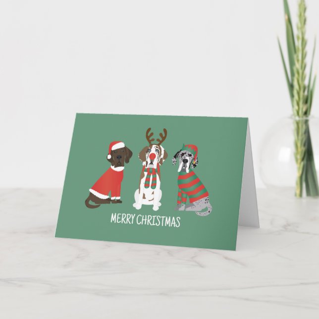 Cartes Pour Fêtes Annuelles Joyeux Noël Grands Chiens Danois (Devant)
