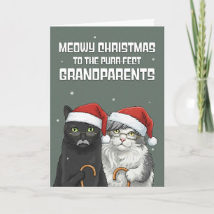 Cartes Pour Fêtes Annuelles Joyeux Noël Grands-parents Chats Drôles Humour 