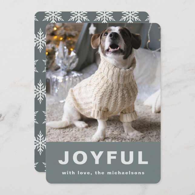Cartes Pour Fêtes Annuelles Joyeux Noël Gray Snowflake Imprimer Photo (Devant / Derrière)