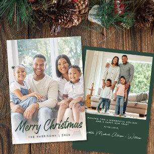 Cartes Pour Fêtes Annuelles Joyeux Noël Green Script Photo