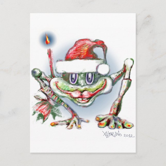 Cartes Pour Fêtes Annuelles * Joyeux Noël Grenouille par Albruno * (Devant)