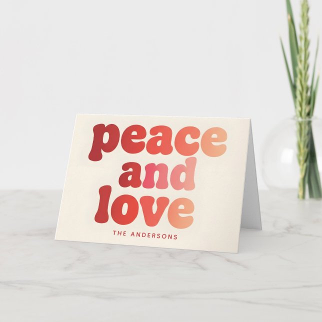 Cartes Pour Fêtes Annuelles Joyeux Noël Groovy Peace & Love Script (Devant)