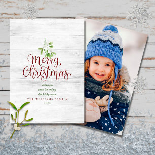 Cartes Pour Fêtes Annuelles Joyeux Noël Gui Bois Rustique Photo