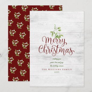 Cartes Pour Fêtes Annuelles Joyeux Noël Gui en Bois Rustique Bourgogne