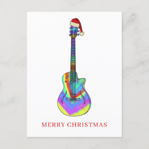 Cartes Pour Fêtes Annuelles Joyeux Noël guitare colorée