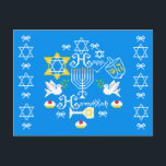 Cartes Pour Fêtes Annuelles Joyeux Noël Hanoukka<br><div class="desc">Heureux Hanoukka ! Fêtez Hanoukka cette année avec un design de vacances magnifique. Arrière - plan bleu marine avec Menorah blanche et autres objets Hanoukka.</div>