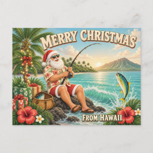 Cartes Pour Fêtes Annuelles Joyeux Noël Hawaï Santa Pêche Tropical