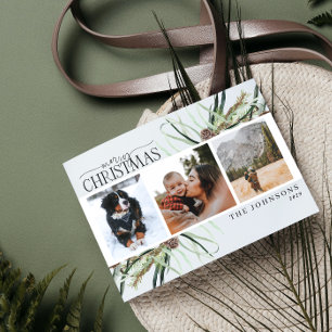 Cartes Pour Fêtes Annuelles Joyeux Noël hiver Dusty Calligraphie Botanique