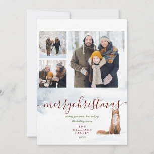 Cartes Pour Fêtes Annuelles Joyeux Noël hiver Fox 3 Photo Collage