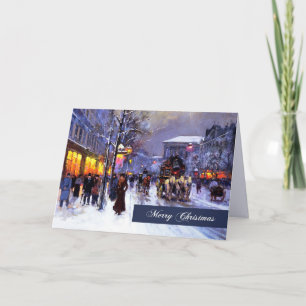 Cartes Pour Fêtes Annuelles Joyeux Noël. Hiver Scène parisienne