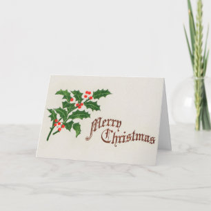 Cartes Pour Fêtes Annuelles Joyeux Noël Holly Berries Vintage