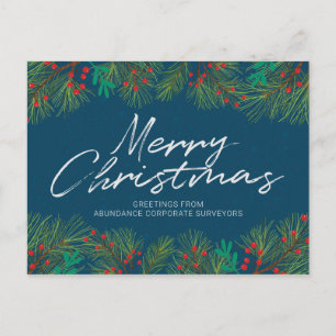 Cartes Pour Fêtes Annuelles Joyeux Noël Holly et Berries Personnaliser