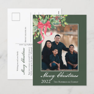 Cartes Pour Fêtes Annuelles Joyeux Noël Holly et Berry Greenery Photo Hol