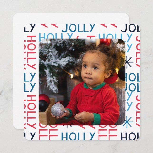 Cartes Pour Fêtes Annuelles Joyeux Noël Holly Jolly Personnalisé (Devant / Derrière)