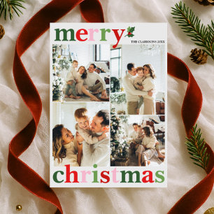 Cartes Pour Fêtes Annuelles Joyeux Noël Holly Lumineux Amusant Famille