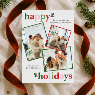 Cartes Pour Fêtes Annuelles Joyeux Noël Holly Lumineux Amusant Famille