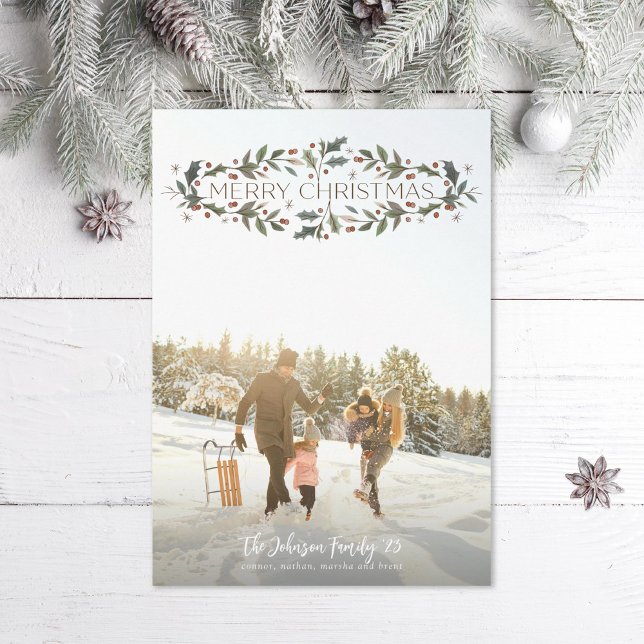 Cartes Pour Fêtes Annuelles Joyeux Noël Holly Photo (Créateur téléchargé)