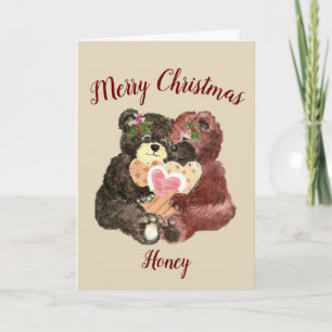 Cartes Pour Fêtes Annuelles Joyeux Noël Honey Cute Teddy Bear Hugues