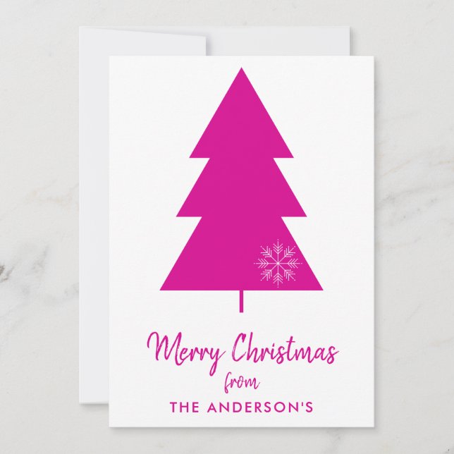 Cartes Pour Fêtes Annuelles Joyeux Noël Hot Pink sapin de Noël (Devant)