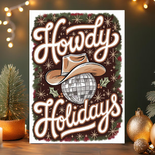 Cartes Pour Fêtes Annuelles Joyeux Noël Howdy Cow-boy Occidental Boule Disco d