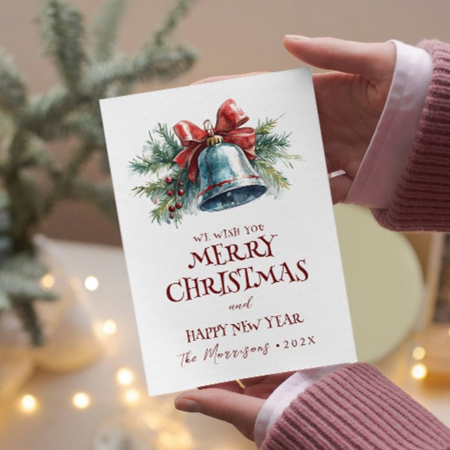 Cartes Pour Fêtes Annuelles Joyeux Noël Je Joyeux Nouvel An Pine Bell (Créateur téléchargé)