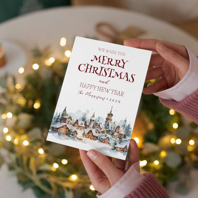 Cartes Pour Fêtes Annuelles Joyeux Noël Je Joyeux Village du Nouvel An (Créateur téléchargé)