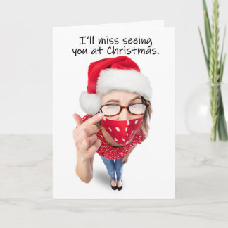Cartes Pour Fêtes Annuelles Joyeux Noël, je vais manquer de vous voir Lunettes