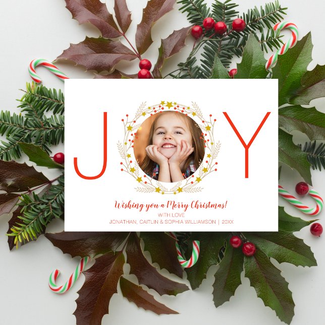 Cartes Pour Fêtes Annuelles Joyeux Noël Joie Fête Photo Wreath (Créateur téléchargé)