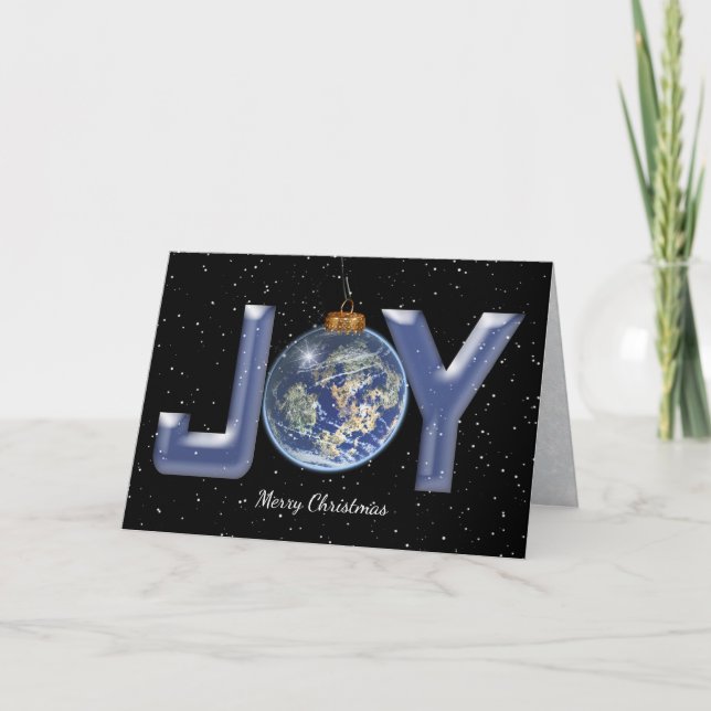 Cartes Pour Fêtes Annuelles Joyeux Noël Joie monde en noir (Devant)