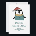 Cartes Pour Fêtes Annuelles Joyeux Noël. Joli hiver Pingouin Père Noël<br><div class="desc">Carte de Noël mignonne avec manchot drôle dans le casquette du Père Noël rouge pour les vacances d'hiver.</div>