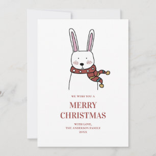 Cartes Pour Fêtes Annuelles Joyeux Noël. Joli lapin d'hiver. Animal drôle