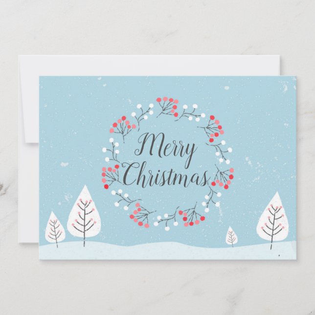Cartes Pour Fêtes Annuelles Joyeux Noël | Jolie neige et Berry Wreath Xmas (Devant)