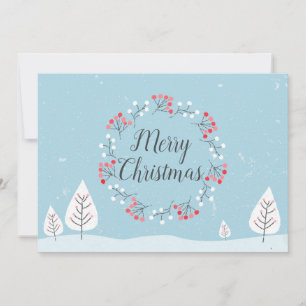 Cartes Pour Fêtes Annuelles Joyeux Noël Jolie neige et Berry Wreath Xmas