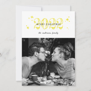 Cartes Pour Fêtes Annuelles Joyeux Noël. Jolie photo moderne de neige jaune