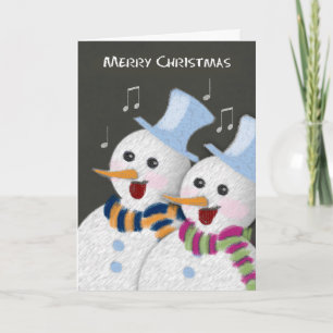 Cartes Pour Fêtes Annuelles Joyeux Noël Jolly chanter Snowmen Couple