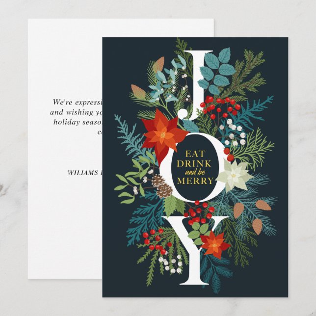 Cartes Pour Fêtes Annuelles Joyeux Noël JOY Message d'entreprise (Devant / Derrière)