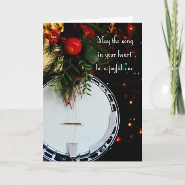 Cartes Pour Fêtes Annuelles Joyeux Noël Joyeuse Chanson de vacances Banjo (Devant)