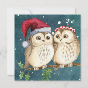 Cartes Pour Fêtes Annuelles Joyeux Noël/Joyeux hibou du Nouvel An