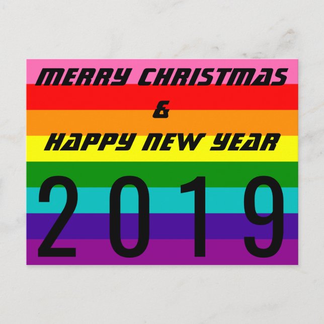 Cartes Pour Fêtes Annuelles Joyeux Noël Joyeux Nouvel An 2019 Arc en ciel (Devant)