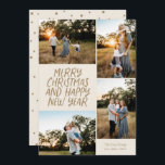 Cartes Pour Fêtes Annuelles Joyeux Noël Joyeux Nouvel An 4 Photo Collage<br><div class="desc">Cette élégante carte de vacances 4-Photo présente des salutations de style manuscrit et un collage photo. Le verso est doté d'un motif à points flottants. Toutes les couleurs sont personnalisables.</div>