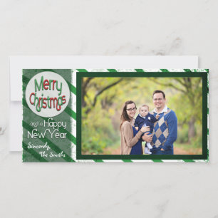 Cartes Pour Fêtes Annuelles Joyeux Noël / Joyeux Nouvel An Grandes Têtes Verte