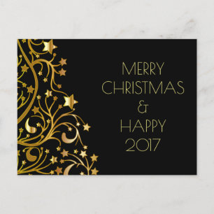 Cartes Pour Fêtes Annuelles Joyeux Noël Joyeux Nouvel An Or étoiles Noir